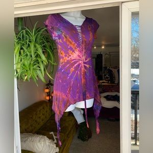 Blue Gecko Pixie Fairy Tie-Dye Blouse